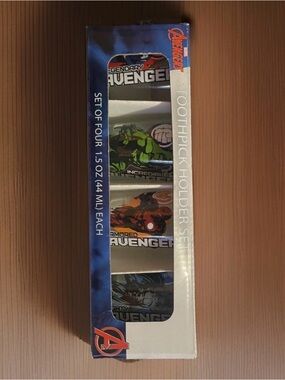 Avenger Men's shot glass  - Blue, Green, Red, Black Character Designs (Set of 4)